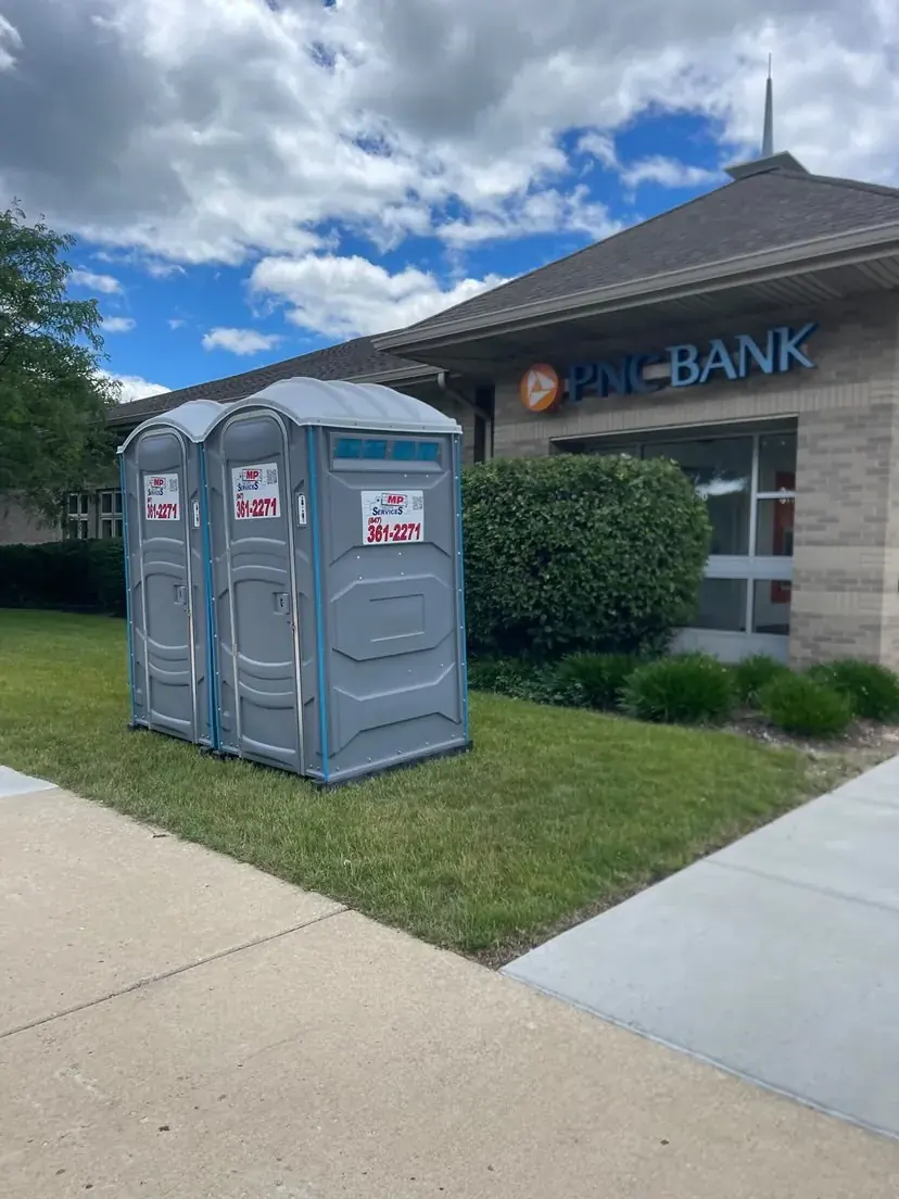 Clean standard portable toilets at PNC Bank in Zion, IL