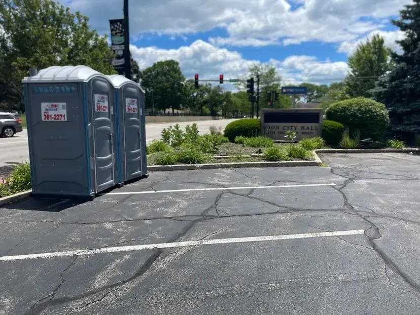 Clean portable toilets at Zion City Hall in downtown Zion, IL